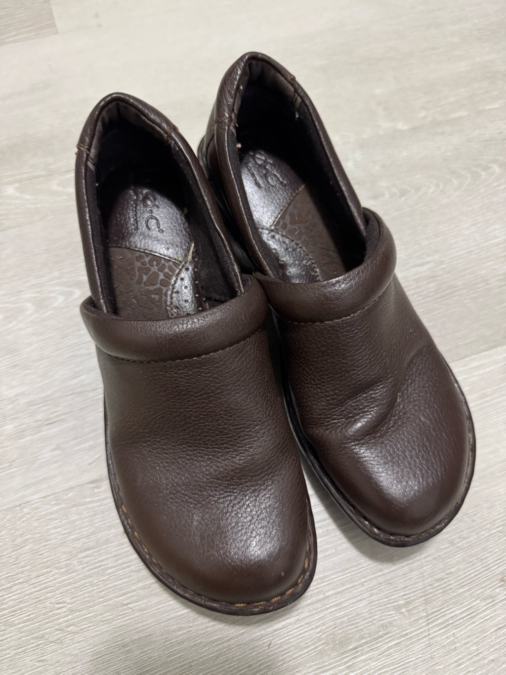 boc Dark Brown Leather Slip-On Clogs